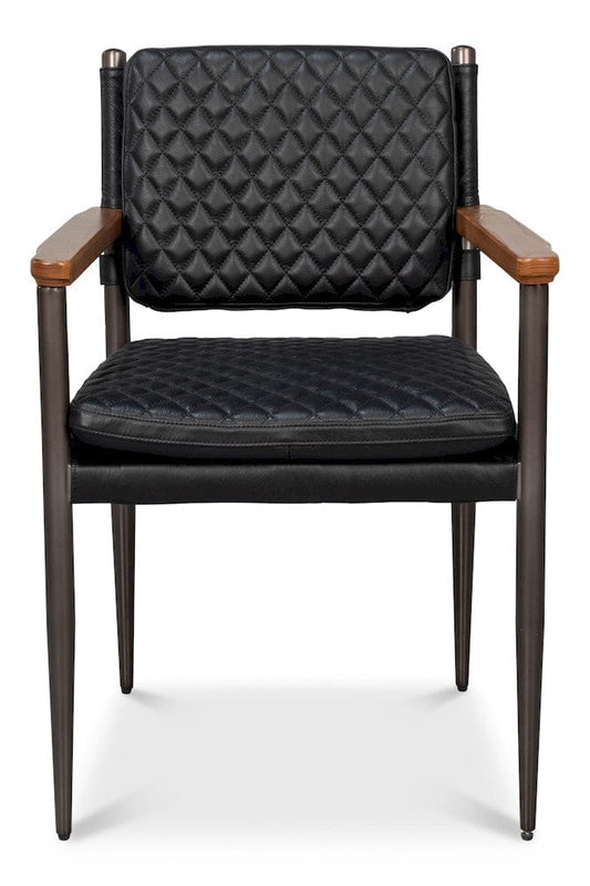 Sarreid Ltd - The Harley Chair, Onyx Black Leather in Black - 30621-OB view 2