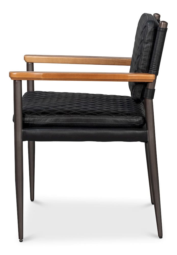 Sarreid Ltd - The Harley Chair, Onyx Black Leather in Black - 30621-OB view 3
