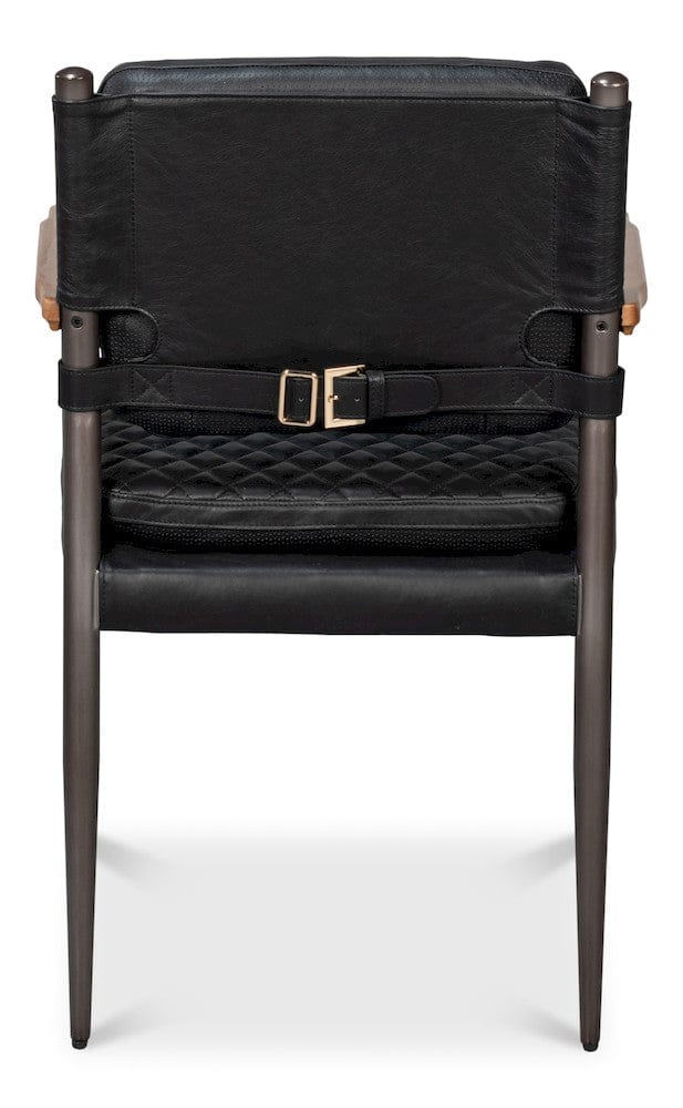 Sarreid Ltd - The Harley Chair, Onyx Black Leather in Black - 30621-OB view 4