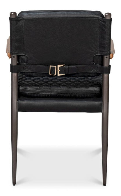 Sarreid Ltd - The Harley Chair, Onyx Black Leather in Black - 30621-OB view 4