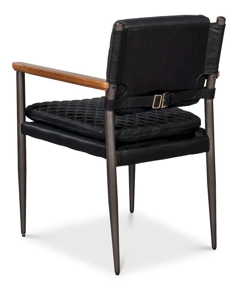 Sarreid Ltd - The Harley Chair, Onyx Black Leather in Black - 30621-OB view 5
