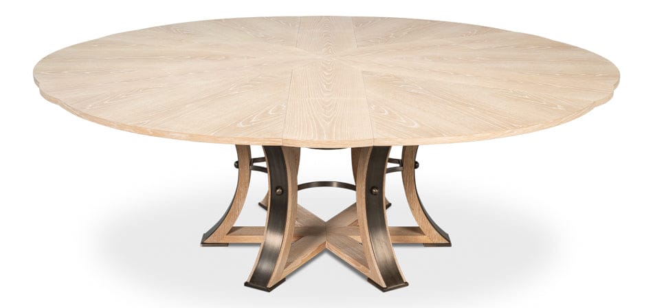 Sarreid Ltd - Tower Jupe Dining Table,Lrg,Bleached Oak in Natural - 54225-BO view 4