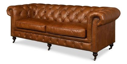 Sarreid Ltd - Tufted English Club Sofa, Cuba Brown - 53130 veiw 1