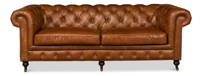 Sarreid Ltd - Tufted English Club Sofa, Cuba Brown - 53130 veiw 2