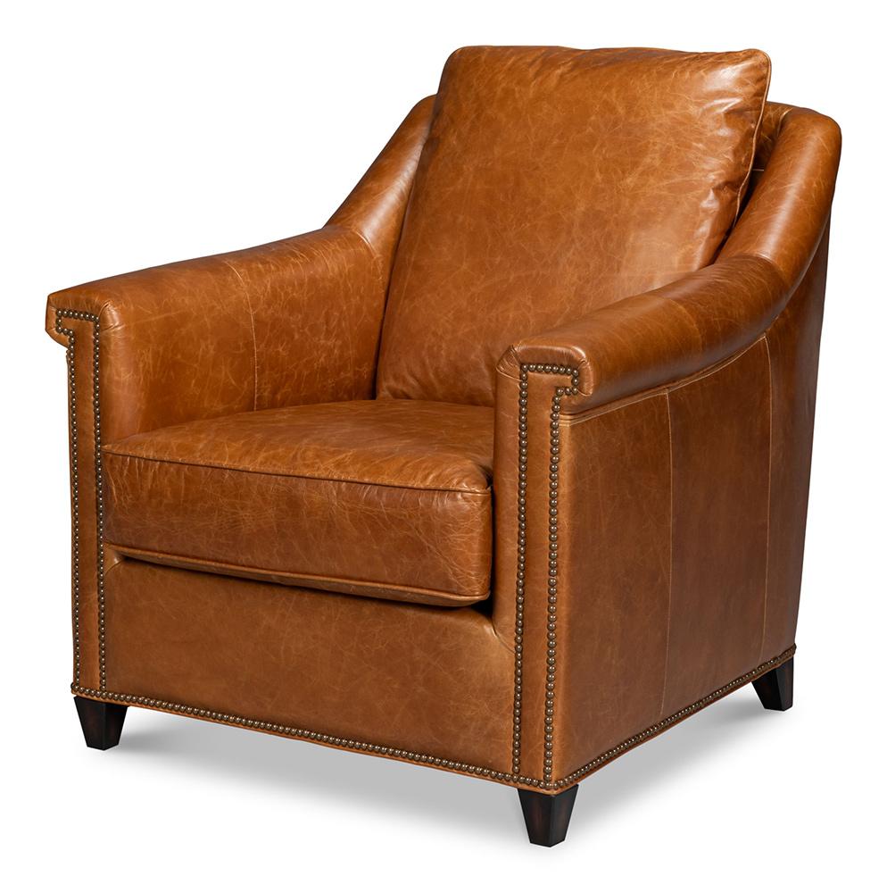 Sarreid Ltd - Vandike Arm Chair, Cuba Brown - 54186 veiw 1