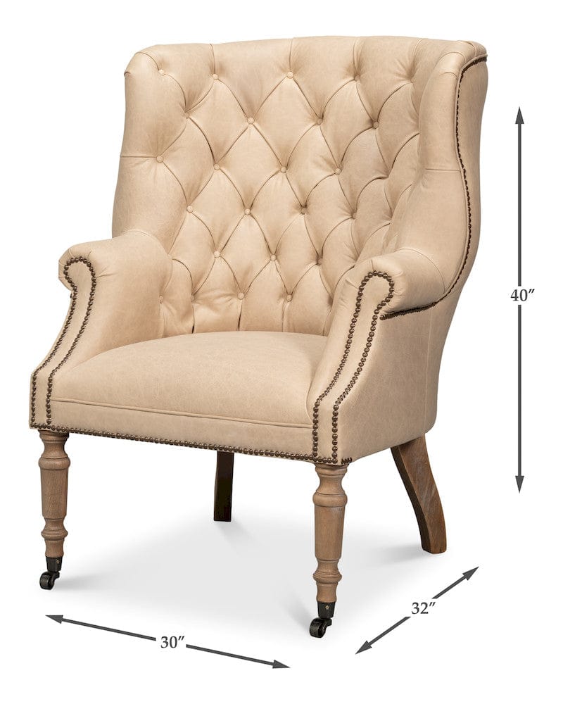 Sarreid Ltd - Welsh Cappuccion Leather Chair - 29727-CAP view 13