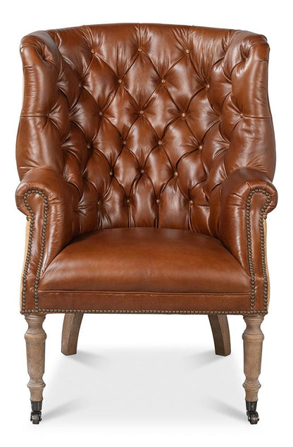 Sarreid Ltd - Welsh Leather & Jute Chair - Brown - 29731 veiw 2