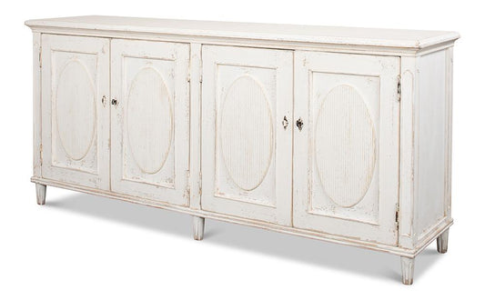 Sarreid Ltd - Whitewash Ribbon Sideboard - White - 40381 veiw 1