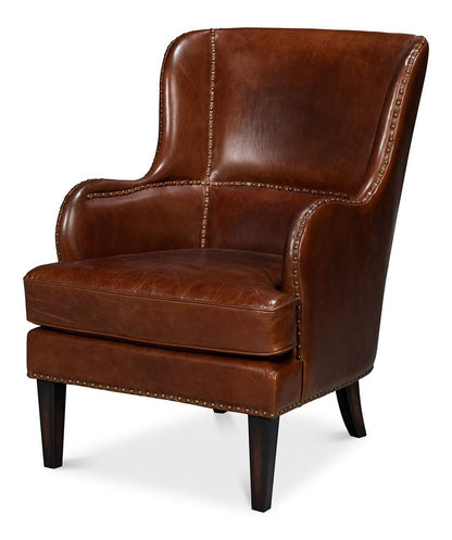 Sarreid Ltd - Whitney Distilled Leather Chair,Brown - 54165 veiw 1