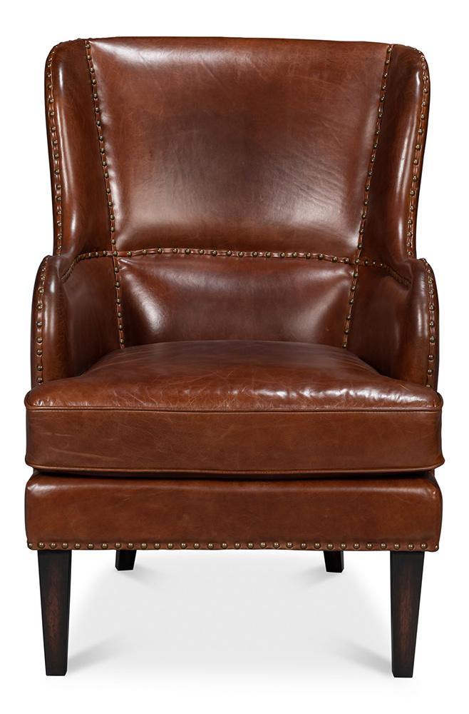Sarreid Ltd - Whitney Distilled Leather Chair,Brown - 54165 veiw 2