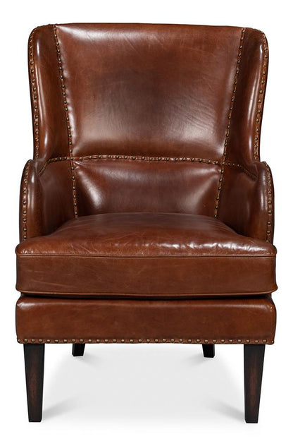 Sarreid Ltd - Whitney Distilled Leather Chair,Brown - 54165 veiw 2