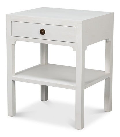 Sarreid Ltd - Windy Single Drawer Side Table - White - 53980 veiw 1