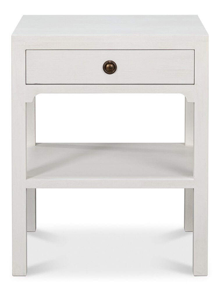 Sarreid Ltd - Windy Single Drawer Side Table - White - 53980 veiw 2