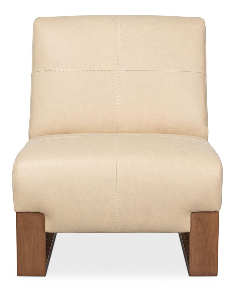 Sarreid Ltd - Wylam Leather Chair Cappucino White - 54265 veiw 2