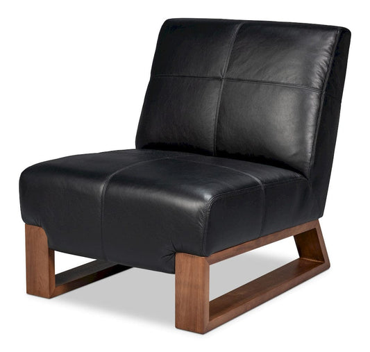 Sarreid Ltd - Wylam Leather Chair Onyx Black in Black - 54265-OB view 1
