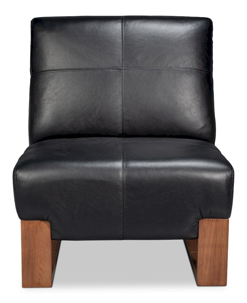 Sarreid Ltd - Wylam Leather Chair Onyx Black in Black - 54265-OB view 2
