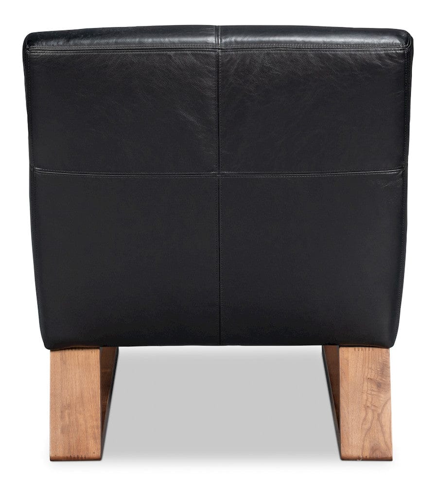 Sarreid Ltd - Wylam Leather Chair Onyx Black in Black - 54265-OB view 4