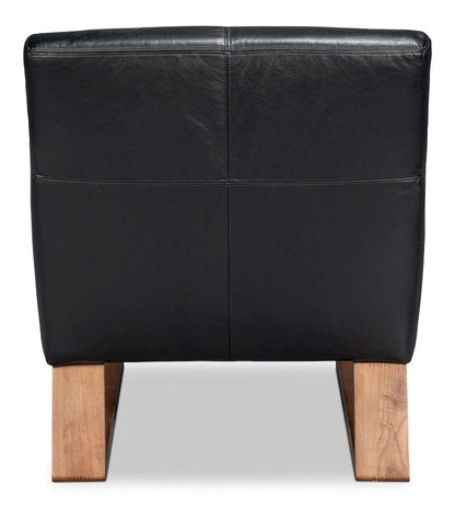 Sarreid Ltd - Wylam Leather Chair Onyx Black in Black - 54265-OB view 4