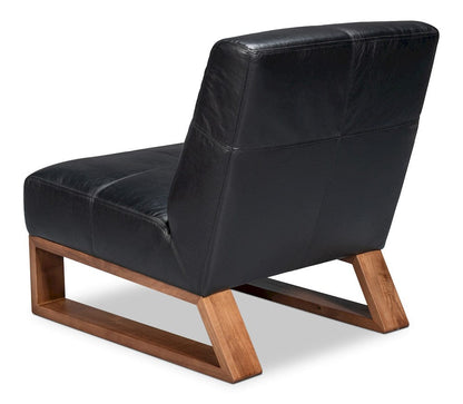 Sarreid Ltd - Wylam Leather Chair Onyx Black in Black - 54265-OB view 5