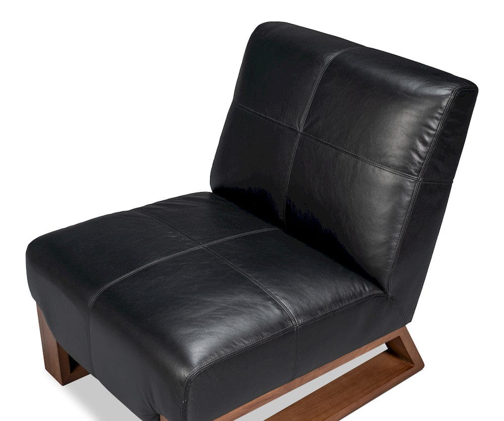Sarreid Ltd - Wylam Leather Chair Onyx Black in Black - 54265-OB view 6