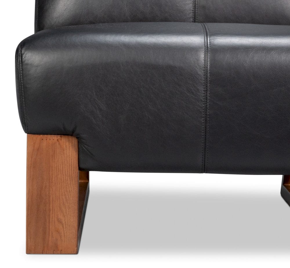 Sarreid Ltd - Wylam Leather Chair Onyx Black in Black - 54265-OB view 9