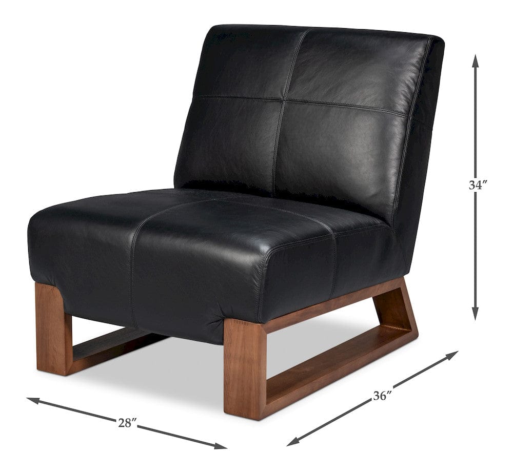 Sarreid Ltd - Wylam Leather Chair Onyx Black in Black - 54265-OB view 13