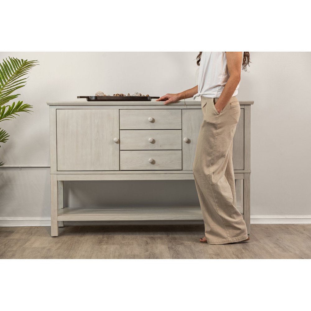 Sea Winds - Geneva - 2-Door / 3-Drawer Credenza - Distressed White Finish - D90015-DWHITE view 7