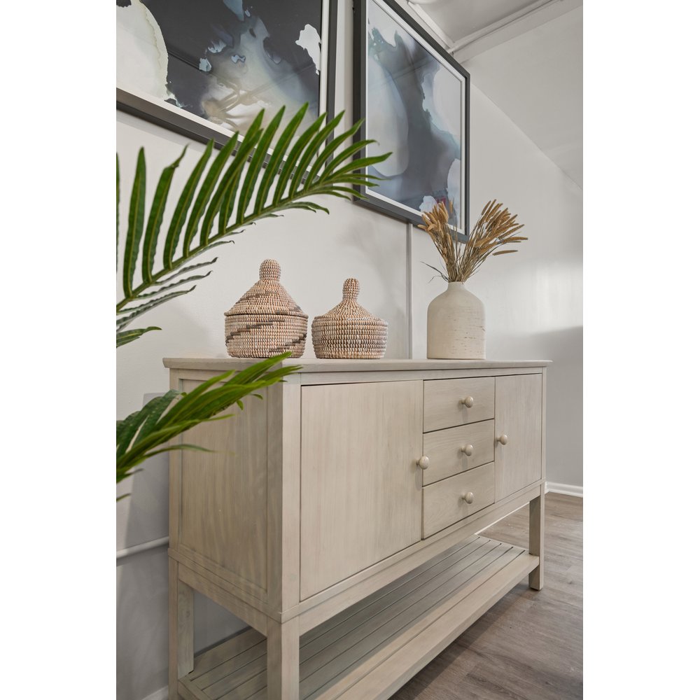 Sea Winds - Geneva - 2-Door / 3-Drawer Credenza - Distressed White Finish - D90015-DWHITE view 11