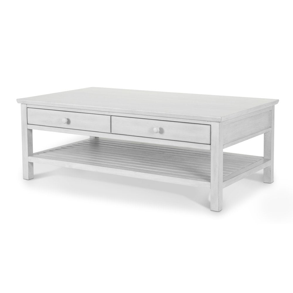 Sea Winds - Geneva - 2-Drawer Cocktail Table with Casters - Distressed White Finish - B90003-DWHITE view 1