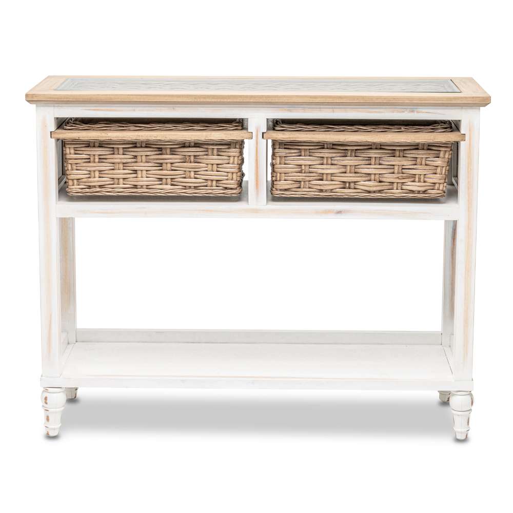 Sea Winds - Island Breeze 2-Basket Console Table - B59103-WD/WH veiw 2