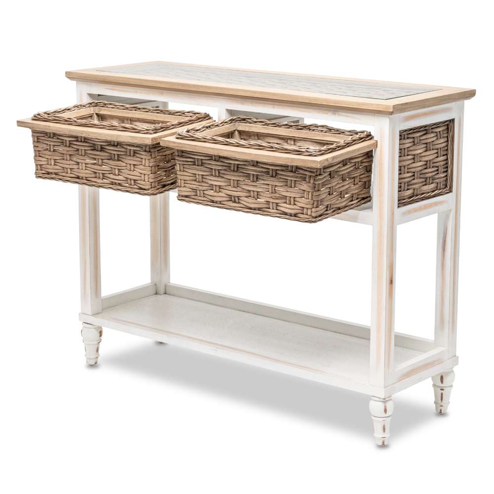 Sea Winds - Island Breeze 2-Basket Console Table - B59103-WD/WH veiw 3