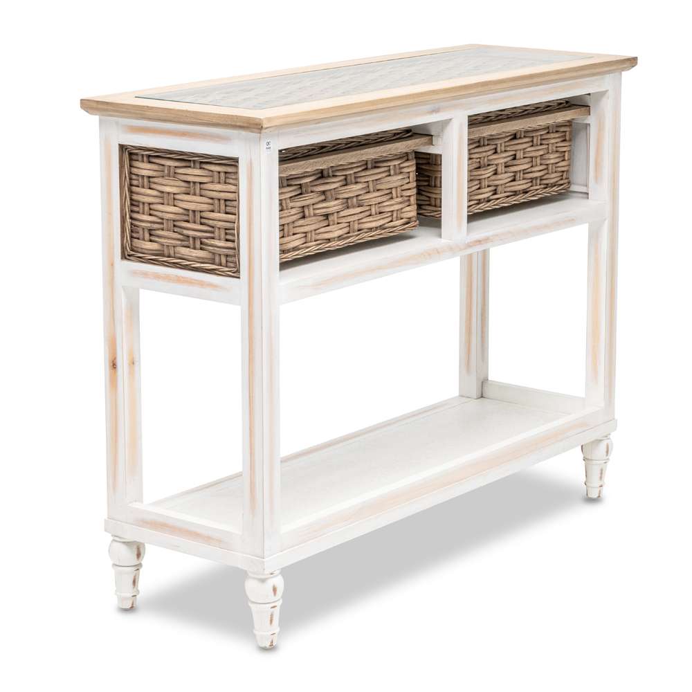 Sea Winds - Island Breeze 2-Basket Console Table - B59103-WD/WH veiw 4