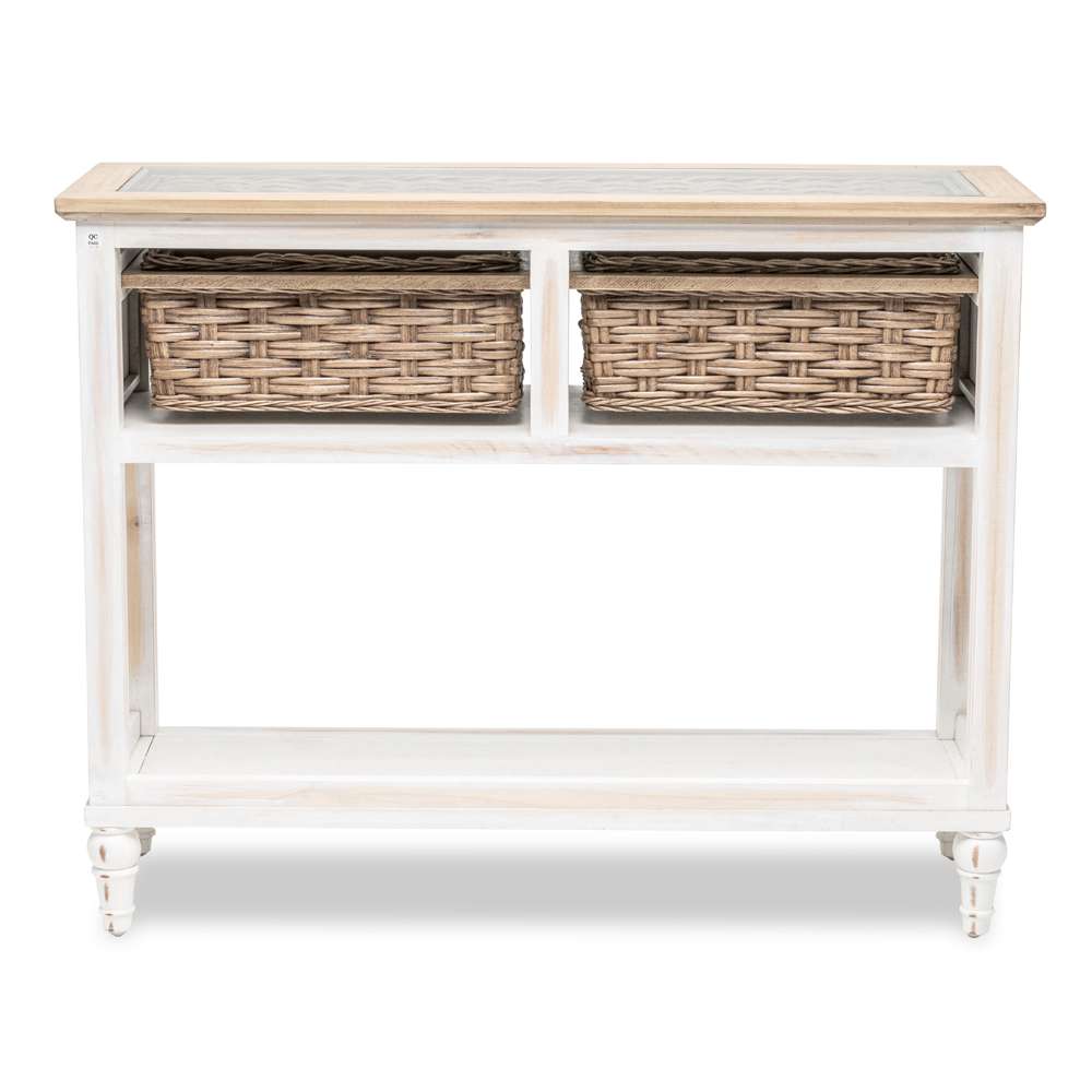 Sea Winds - Island Breeze 2-Basket Console Table - B59103-WD/WH veiw 5