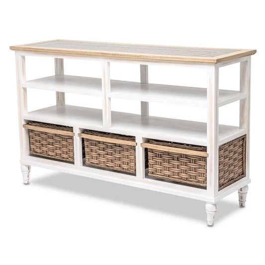 Sea Winds - Island Breeze 3-Basket Entertainment Center - B59108-WD/WH veiw 1