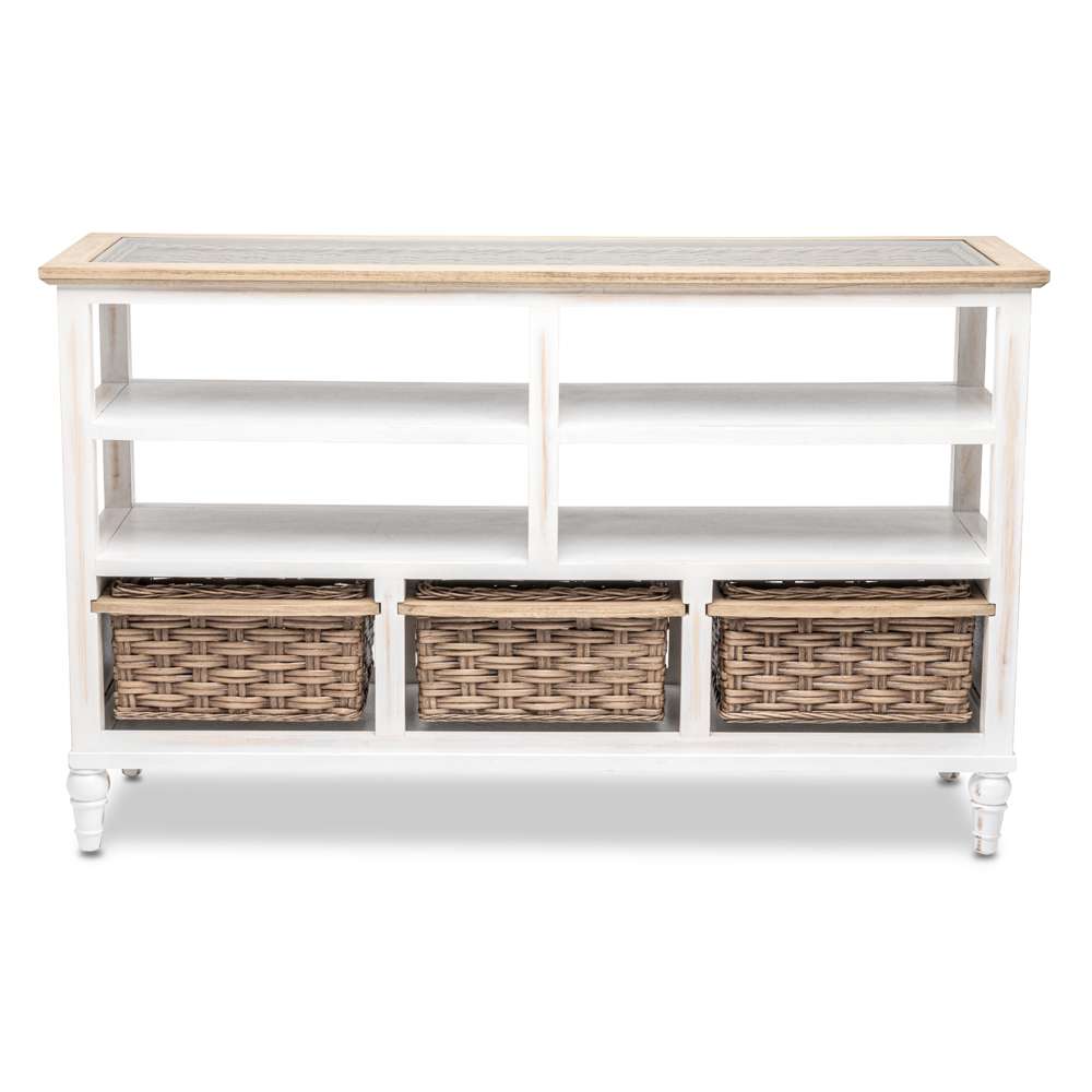 Sea Winds - Island Breeze 3-Basket Entertainment Center - B59108-WD/WH veiw 2