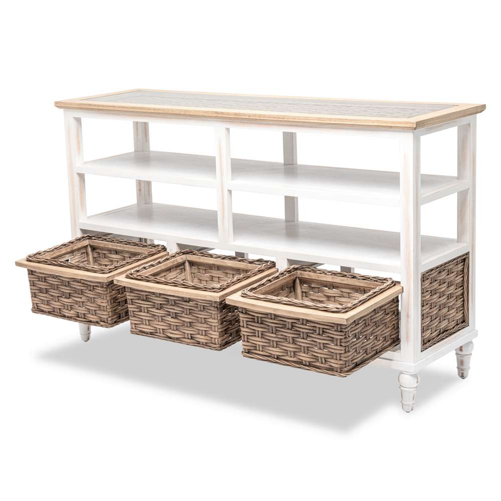Sea Winds - Island Breeze 3-Basket Entertainment Center - B59108-WD/WH veiw 3