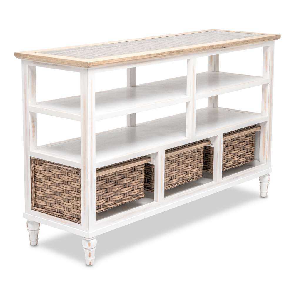 Sea Winds - Island Breeze 3-Basket Entertainment Center - B59108-WD/WH veiw 5