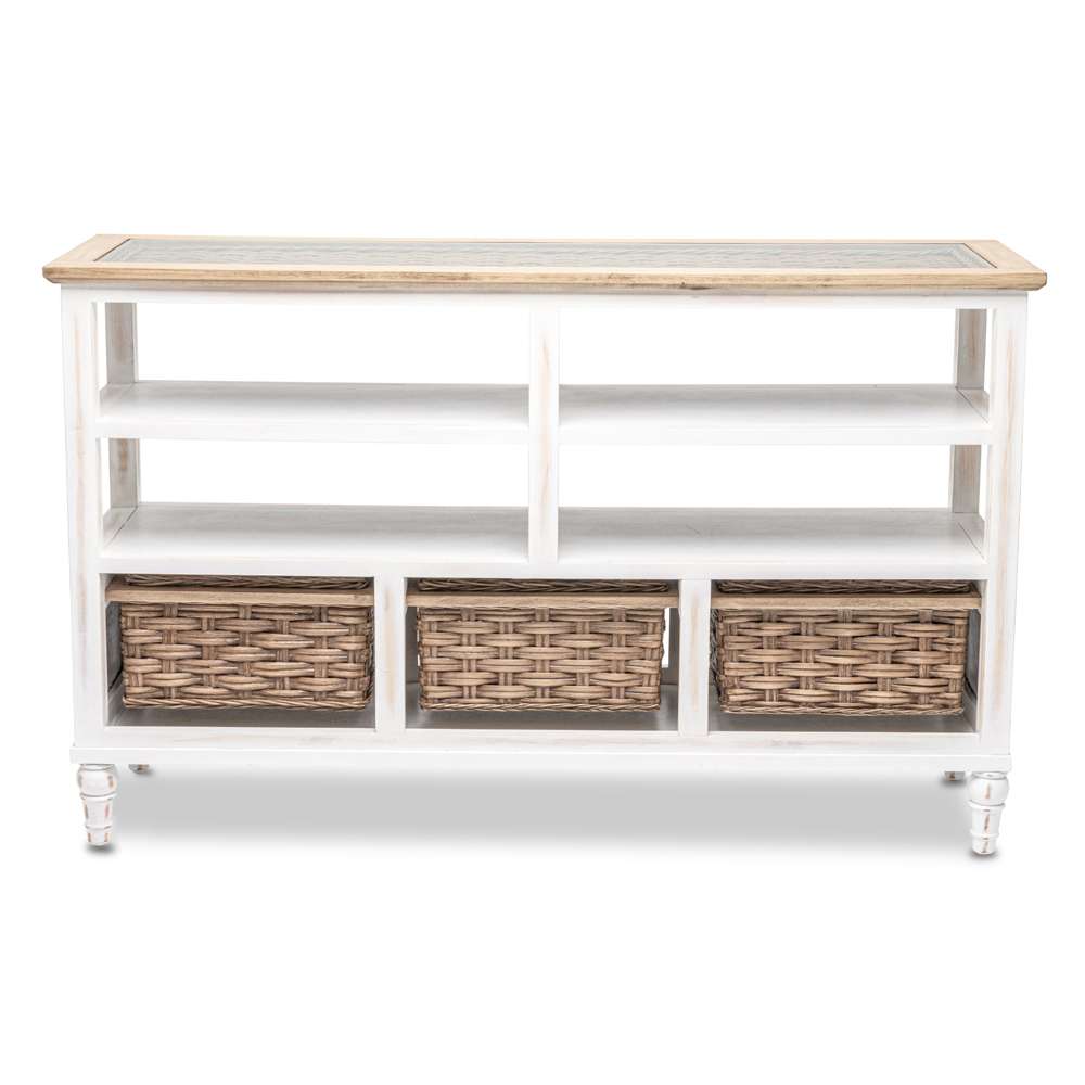 Sea Winds - Island Breeze 3-Basket Entertainment Center - B59108-WD/WH veiw 6
