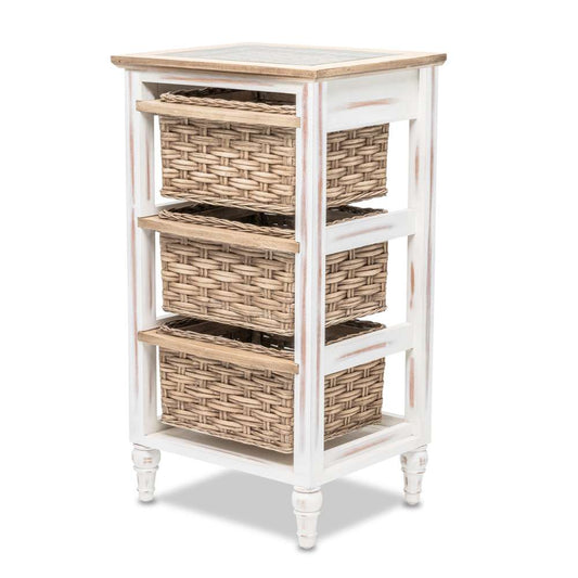 Sea Winds - Island Breeze 3-Basket Storage Cabinet - B59105-WD/WH veiw 1