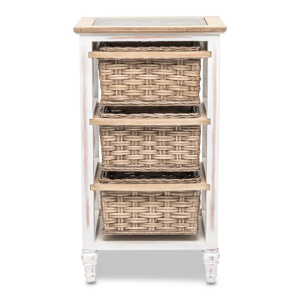 Sea Winds - Island Breeze 3-Basket Storage Cabinet - B59105-WD/WH veiw 2