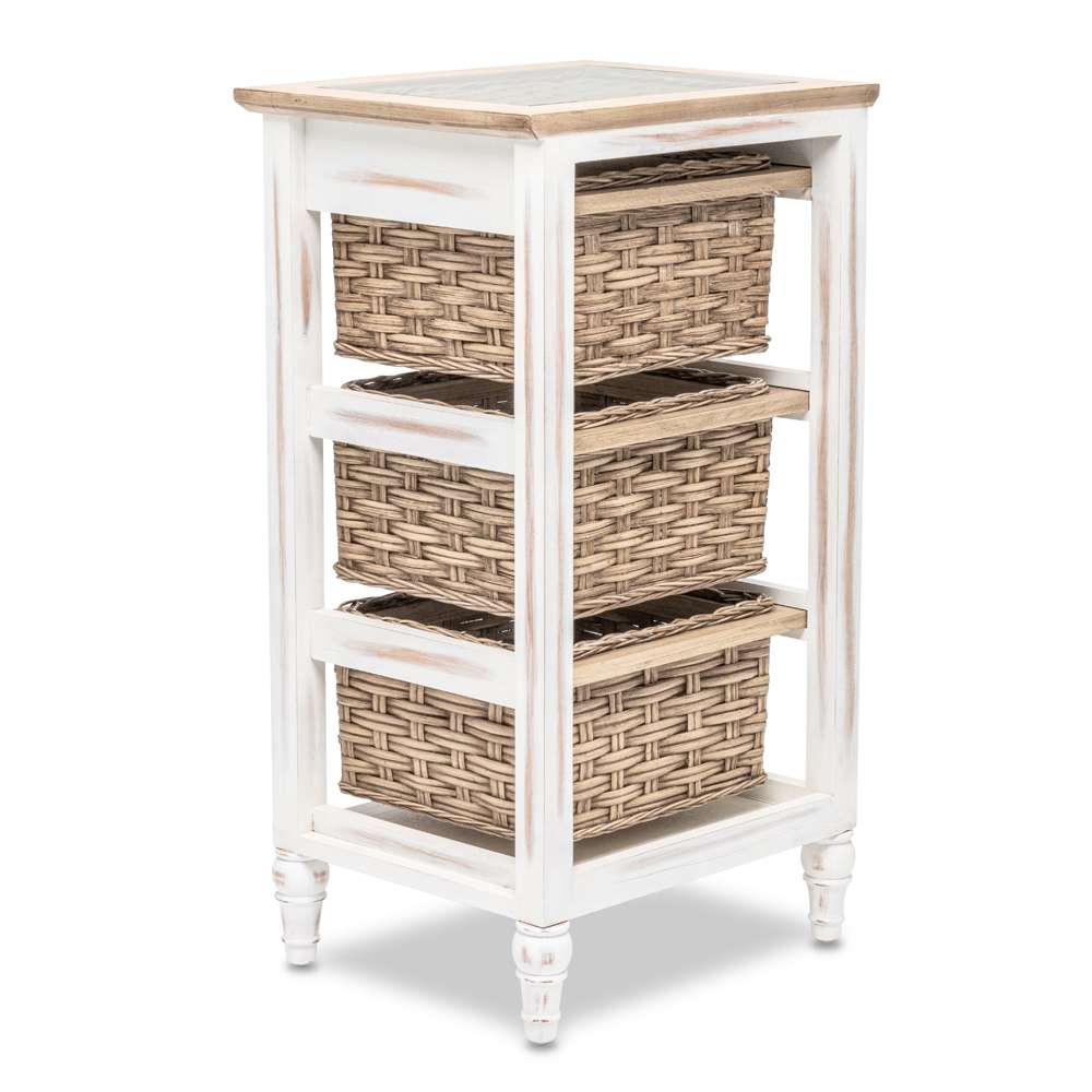 Sea Winds - Island Breeze 3-Basket Storage Cabinet - B59105-WD/WH veiw 5