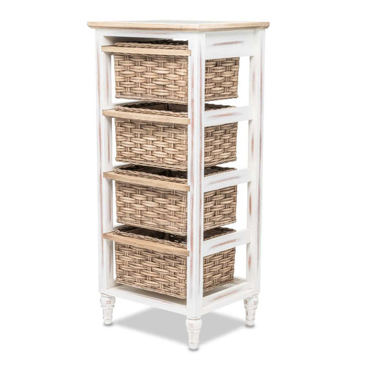 Sea Winds - Island Breeze 4-Basket Vertical Storage Cabinet - B59106-WD/WH veiw 1