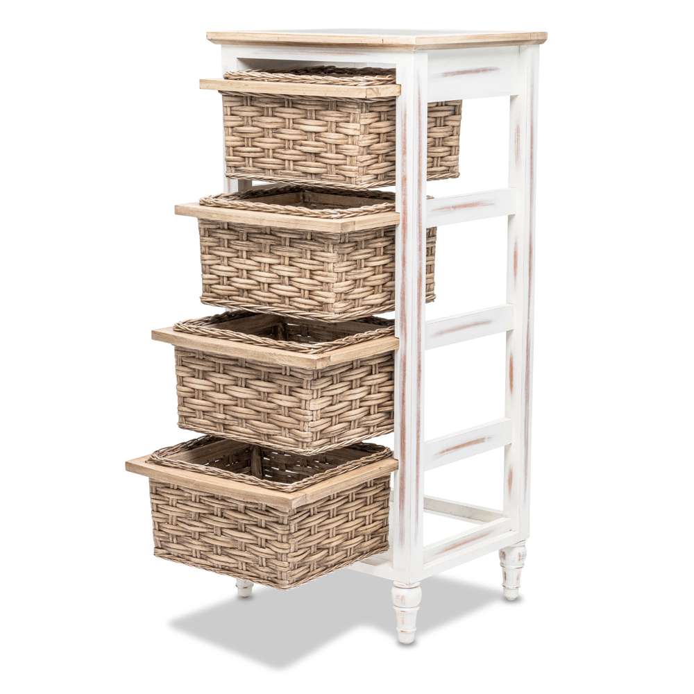 Sea Winds - Island Breeze 4-Basket Vertical Storage Cabinet - B59106-WD/WH veiw 3