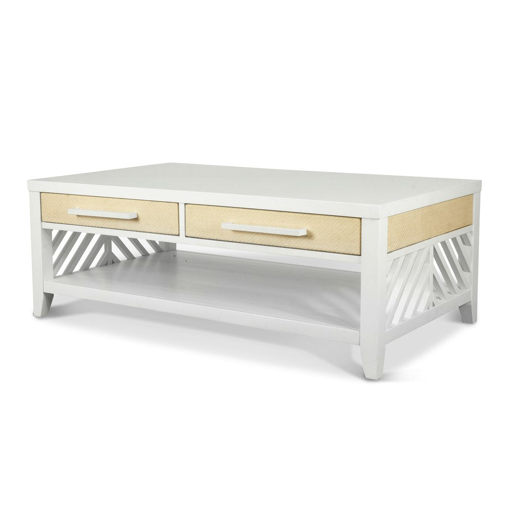 Sea Winds - Miramar - 2-Drawer Cocktail Table with Casters - Sand and Stark White Finish - B77703-SAND view 3
