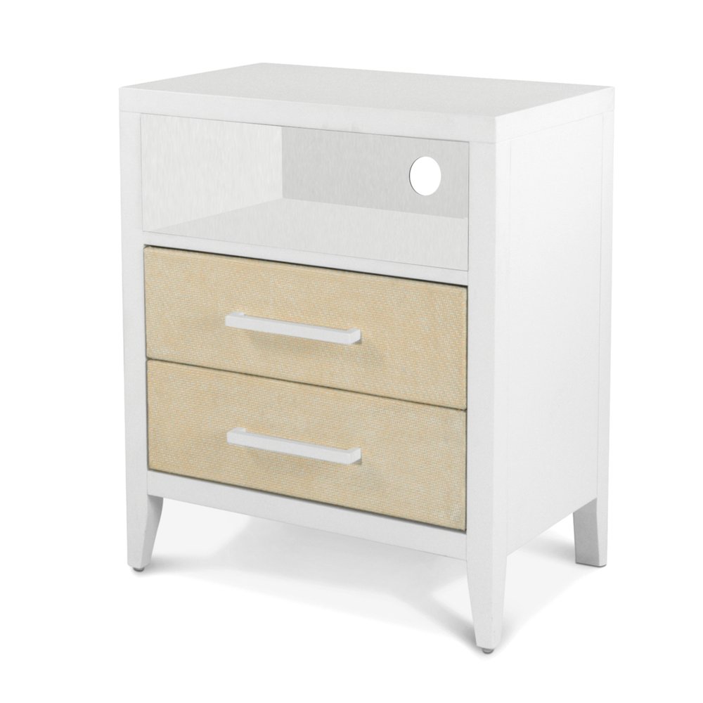 Sea Winds - Miramar - 2 Drawer Woven Nightstand with Power Strip, USB-A and USB-C Port - Sand and Stark White Finish - B77732-SAND view 1