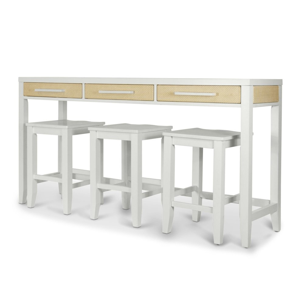 Sea Winds - Miramar - 3-Drawer Console and 3 Stools - Sand and Stark White Finish - B77704-SET-SAND view 1