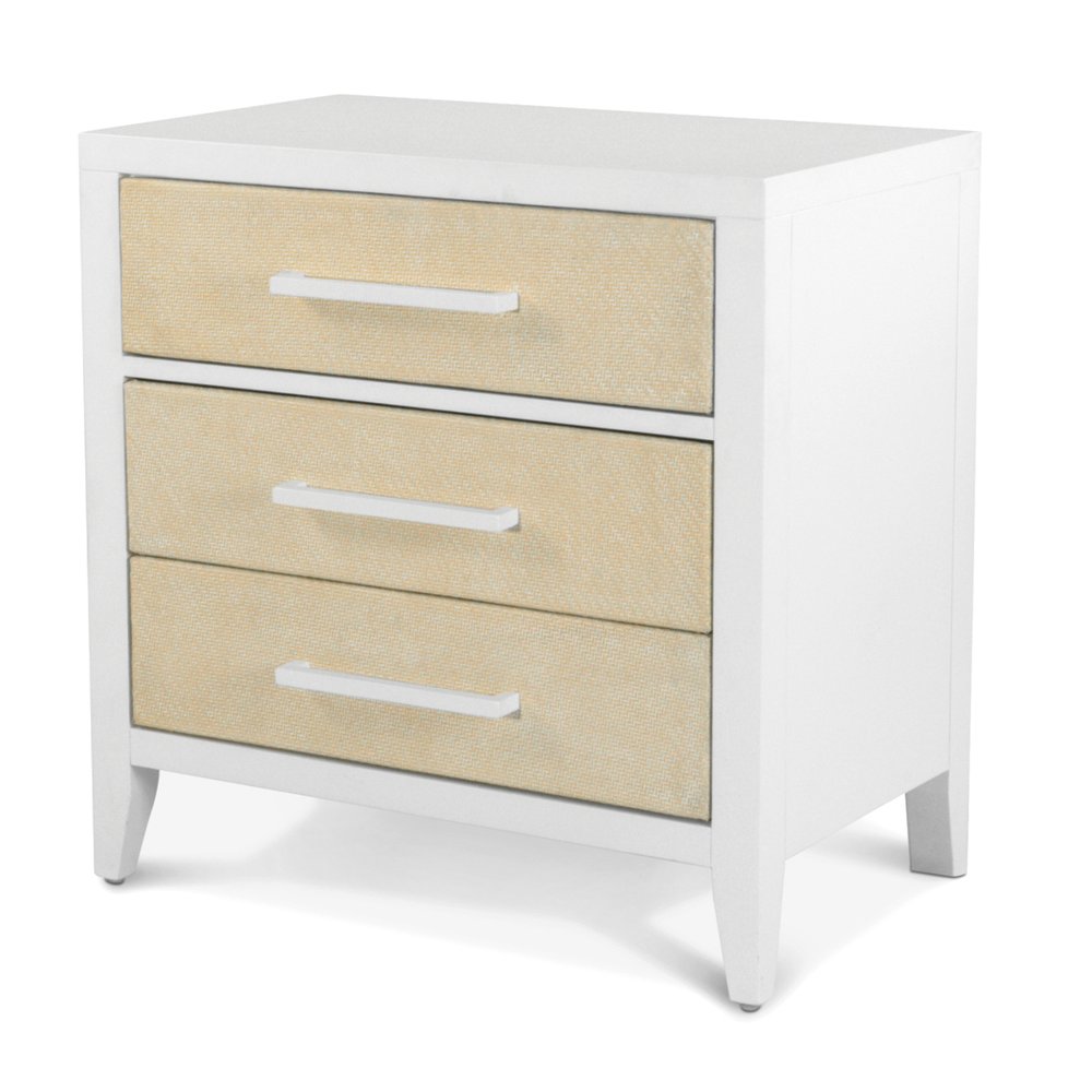 Sea Winds - Miramar - 3 Drawer Woven Nightstand with Power Strip, USB-A and USB-C Port - Sand and Stark White Finish - B77733-SAND view 1