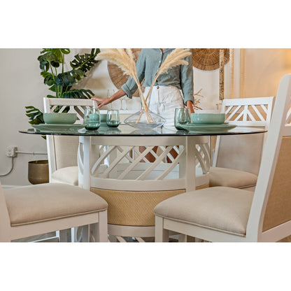 Sea Winds - Miramar - 54" Round Glass Dining Table - Sand and Stark White Finish - D77785-SAND view 3