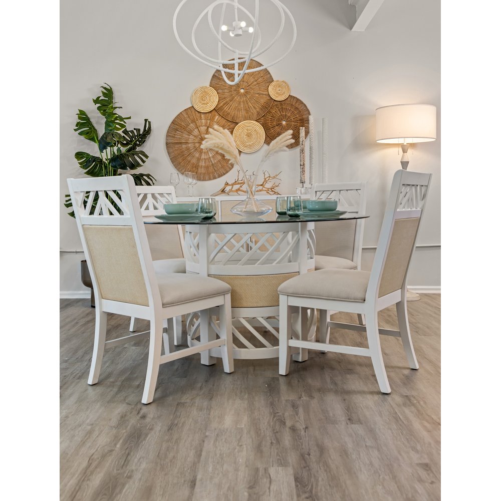 Sea Winds - Miramar - 54" Round Glass Dining Table - Sand and Stark White Finish - D77785-SAND view 5