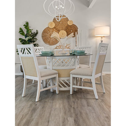Sea Winds - Miramar - 54" Round Glass Dining Table - Sand and Stark White Finish - D77785-SAND view 5